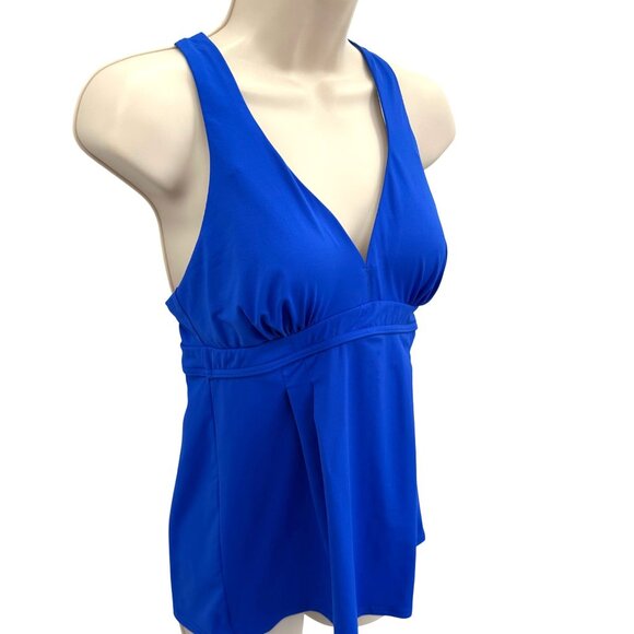 Lands End Womens Blue Tankini Swim Top With Padded Cups & Racerback Style Size 4 - Picture 4 of 8